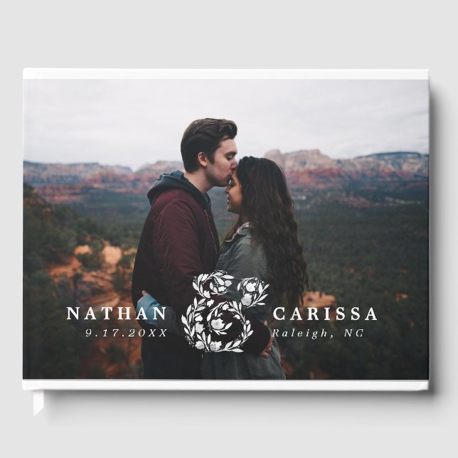 Libro De Visitas Foto Floral Ampersand Boda Guest Book (Anverso)