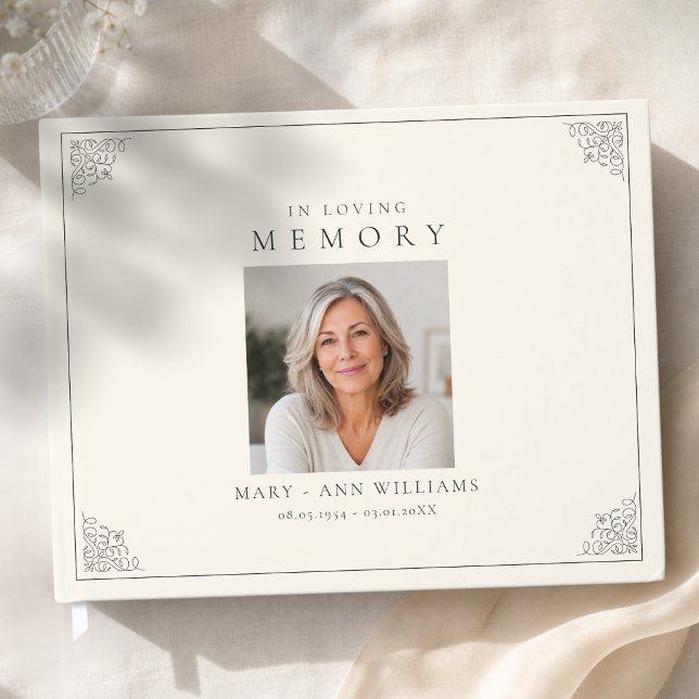 Libro De Visitas Foto Funeral Beige Recuerdo (In Loving Memory Photo Funeral Beige Guest Book)