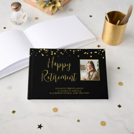 Libro De Visitas Foto Jubilación Guión manuscrito Confetal de oro