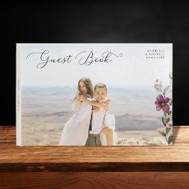 Libro De Visitas Foto manuscrita romántica y flores silvestres Boda