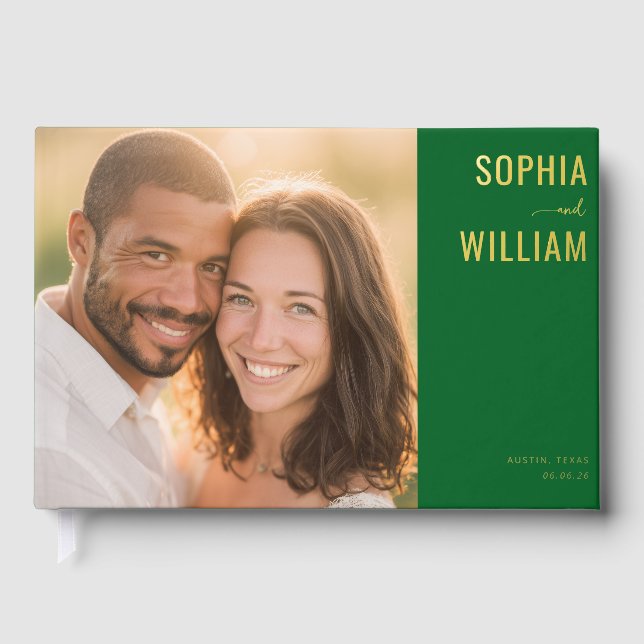 Libro De Visitas Foto minimalista verde sofisticada (Anverso)