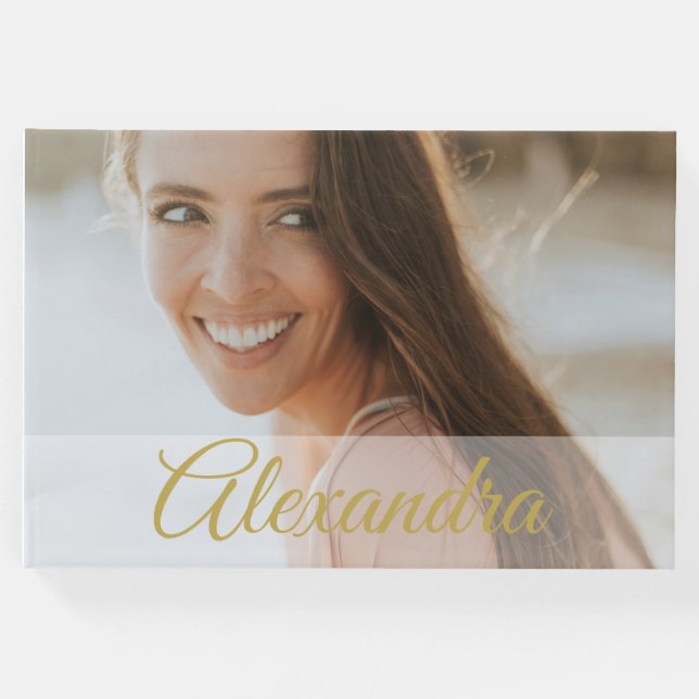 Libro De Visitas Foto moderna de oro Fiesta personal invitado (Anverso)