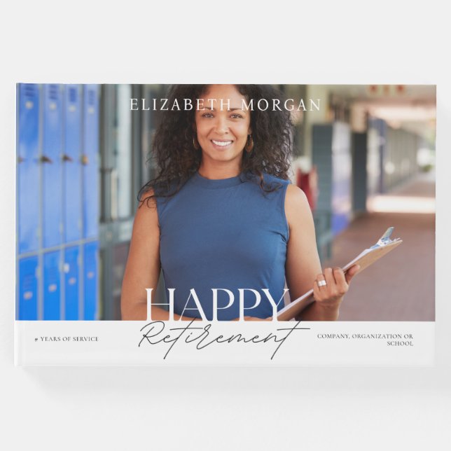 Libro De Visitas Foto moderna Fiesta de retiro feliz blanco (Anverso)