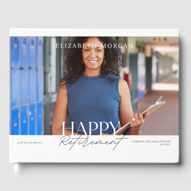 Libro De Visitas Foto moderna Fiesta de retiro feliz blanco (Anverso)