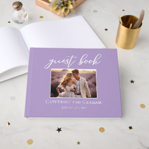 Libro De Visitas Foto Pareja Boda Lilac Purple