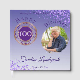Libro De Visitas Foto Personalizada Purpurina, Cumpleaños 100