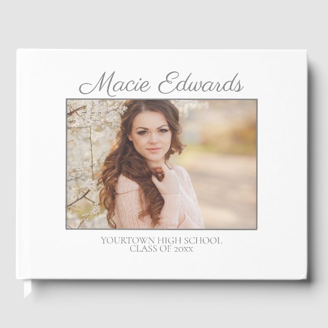 Libro De Visitas Foto principal de graduación en franja blanca y ro (Anverso)