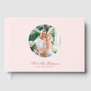 Libro De Visitas Foto real Relieve metalizado Boda rosa simple y pe