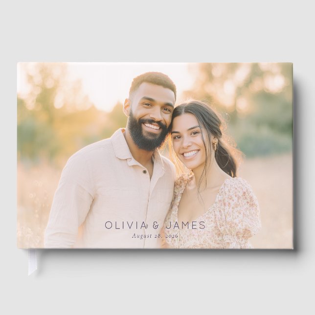 Libro De Visitas Foto Romántica Beige (Anverso)