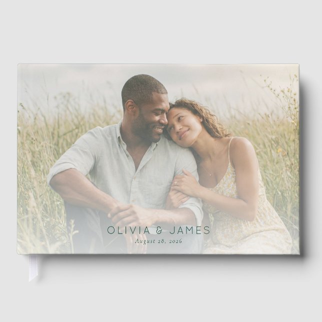 Libro De Visitas Foto Romántica Pastel Verde (Anverso)