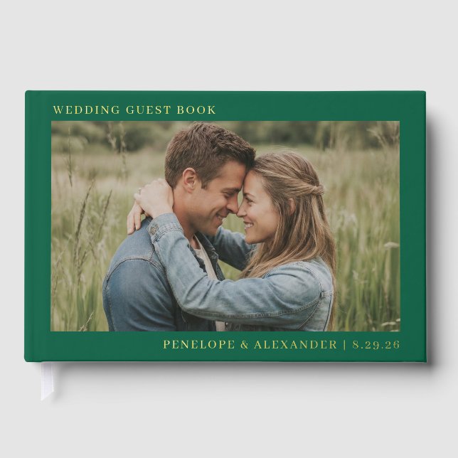 Libro De Visitas Foto Romántica Verde (Anverso)