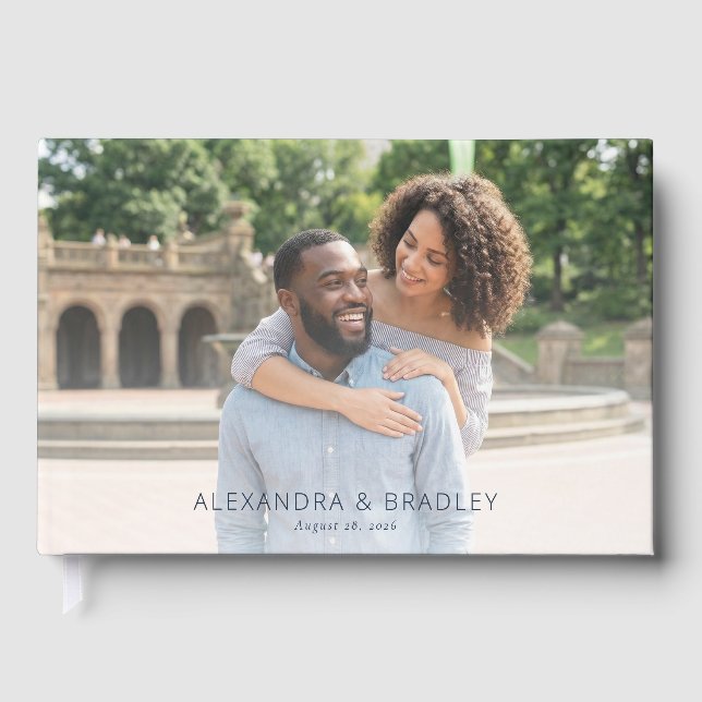 Libro De Visitas Foto Romántica Verde Alegre (Anverso)
