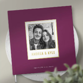 Libro De Visitas Foto simple de Boda de marco Minimalista dorado