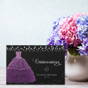 Libro De Visitas Fotografía de Black Quinceanera Purple Gown String
