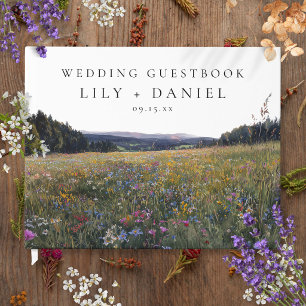 Libro De Visitas Fotografía de boda de prado floral con flores silv