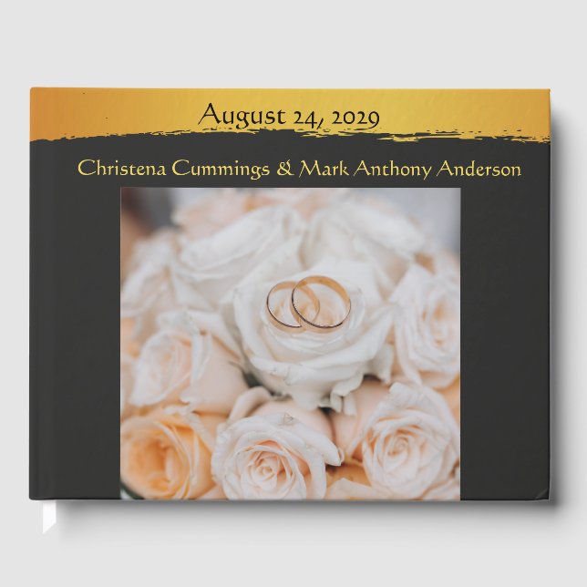 Libro De Visitas Fotografía de Boda Midnight Gold (Anverso)