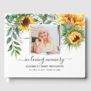 Libro De Visitas Fotografía de girasol Simpatía Funeral Acuarela