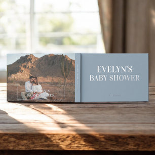 Libro De Visitas Fotografía elegante simple Baby Shower Blue
