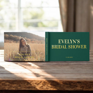 Libro De Visitas Fotografía Elegante Simple Bridal Shower Green