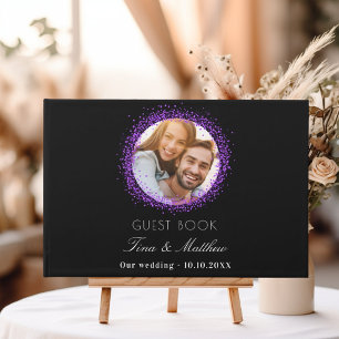 Libro De Visitas Fotografía púrpura negra desencadena una boda eleg