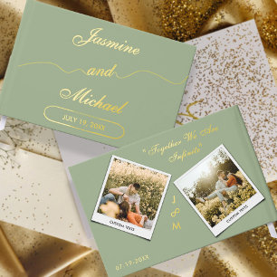 Libro De Visitas Fotos de Bodas de la mate verde verde elegante gui