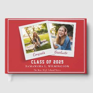 Libro De Visitas Fotos de Graduación 2026 Fiesta de Graduados Roja 