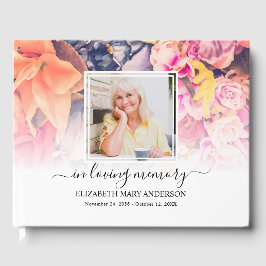 Libro De Visitas Fotos florales brillantes Simpatía Funeral Acuarel