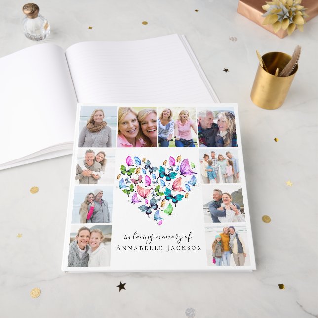 Libro De Visitas Fotos Mariposas 12x12 funeral (Anverso Abierto)