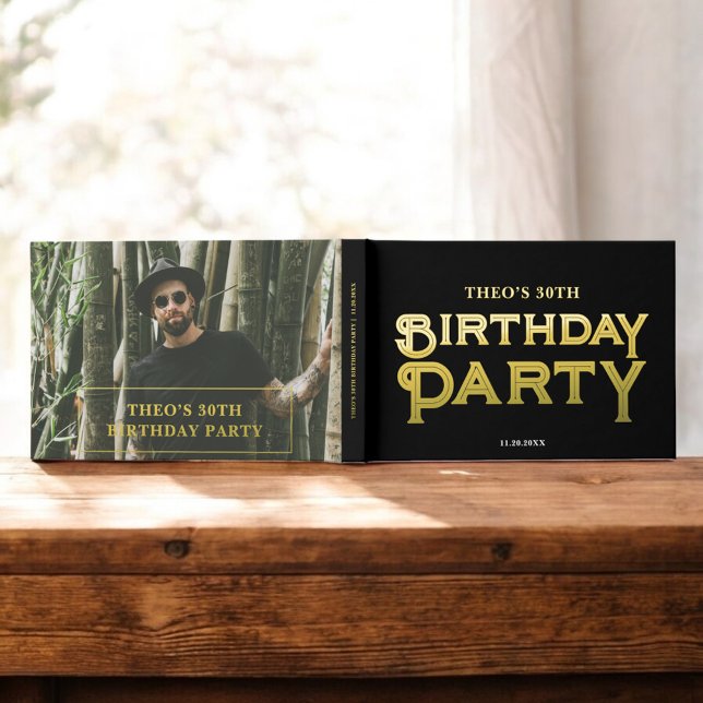 Libro De Visitas Fotos Negra Retro Cumpleaños (Subido por el creador)