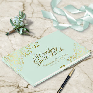 Libro De Visitas Fragmentos de oro en la elegante boda de Neo Mint 