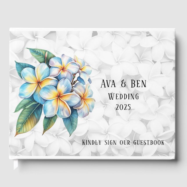 Libro De Visitas Frangipani Floral Hawaii Boda (Anverso)