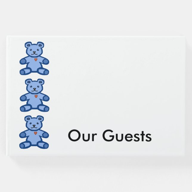 Libro De Visitas Frontera de osos de peluche azul (Anverso)