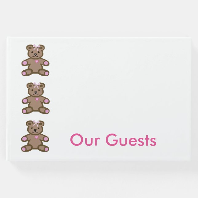 Libro De Visitas Frontera de osos de peluche rosa (Anverso)
