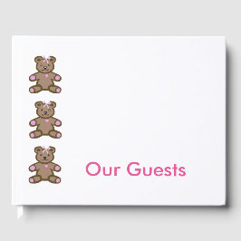Libro De Visitas Frontera de osos de peluche rosa