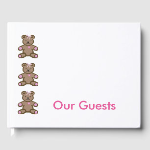Libro De Visitas Frontera de osos de peluche rosa