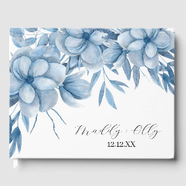 Libro De Visitas Frosty Grey Blue Floral Wedding