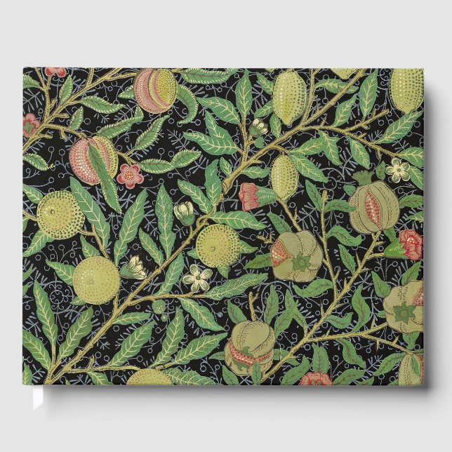 Libro De Visitas Fruta de granada oscura patrón de William Morris (Anverso)
