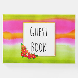 Libro De Visitas Fuchsia and Lime Floral Boho Watercolor