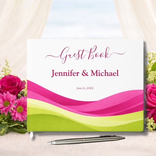 Libro De Visitas Fuchsia and Lime Green Wedding (Fuchsia and Lime Green Wedding Guest Book)