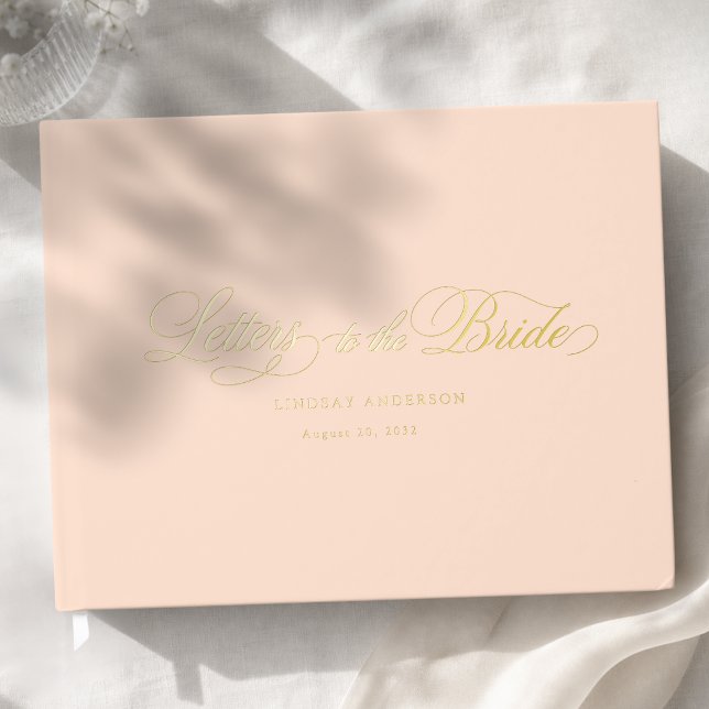 Libro De Visitas Fuente de letra elegante para despedida de soltera (Elegant Scripted Font Peach Bridal Shower Foil Guest Book)