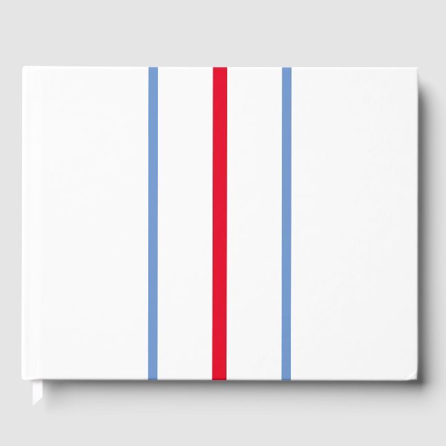 Libro De Visitas Fun Sleek Red Light Blue Carreras Rayas En Blanco (Anverso)