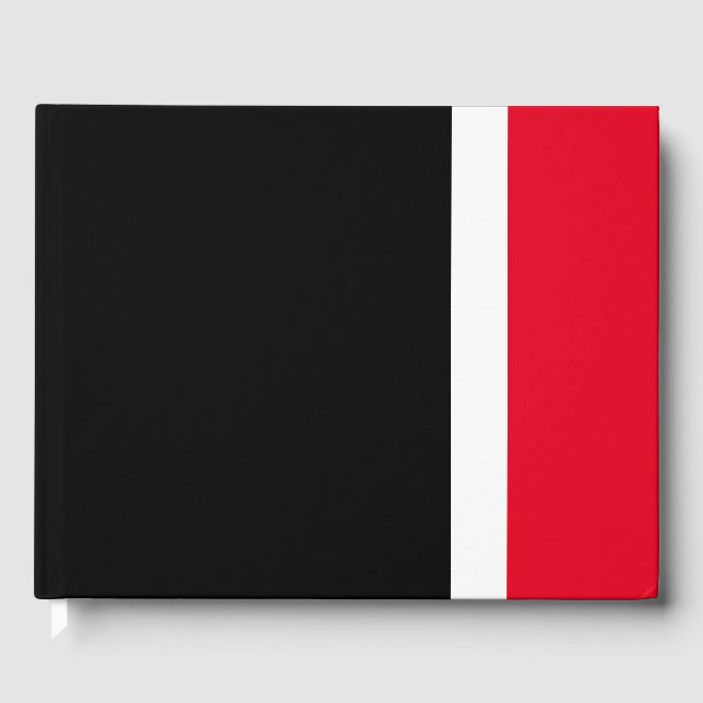 Libro De Visitas Fun Sporty Wide Red White Edge Strips On Black (Anverso)