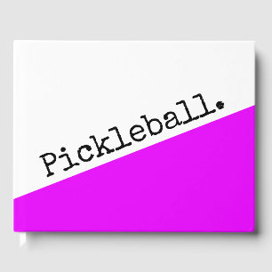 Libro De Visitas Fun Vivid Pink Slant Wedge Retro Pickleball Textos