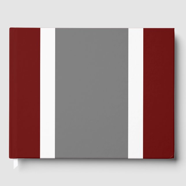 Libro De Visitas Fun Wide Gray White Carreras Stripes En Rojo Oscur (Anverso)