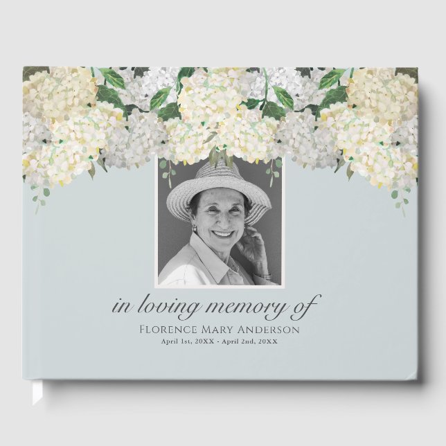 Libro De Visitas Funeral conmemorativo de Dusty Blue Hydrangea (Anverso)