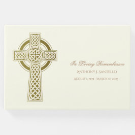 Libro De Visitas Funeral conmemorativo de Gold Celtic Cross Irish