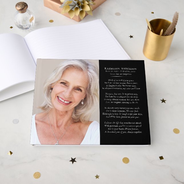 Libro De Visitas Funeral conmemorativo del poema Black Photo (Anverso Abierto)