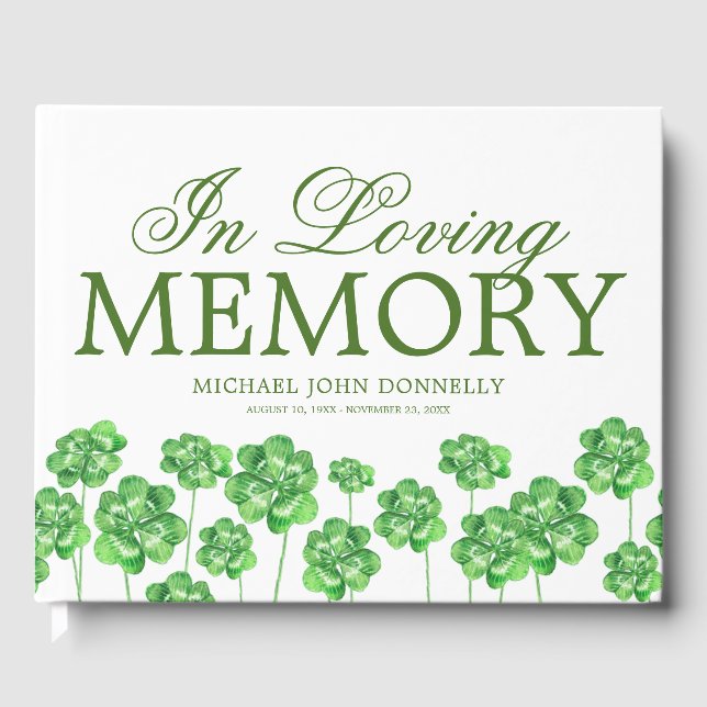 Libro De Visitas Funeral conmemorativo del Shamrock Clover (Anverso)