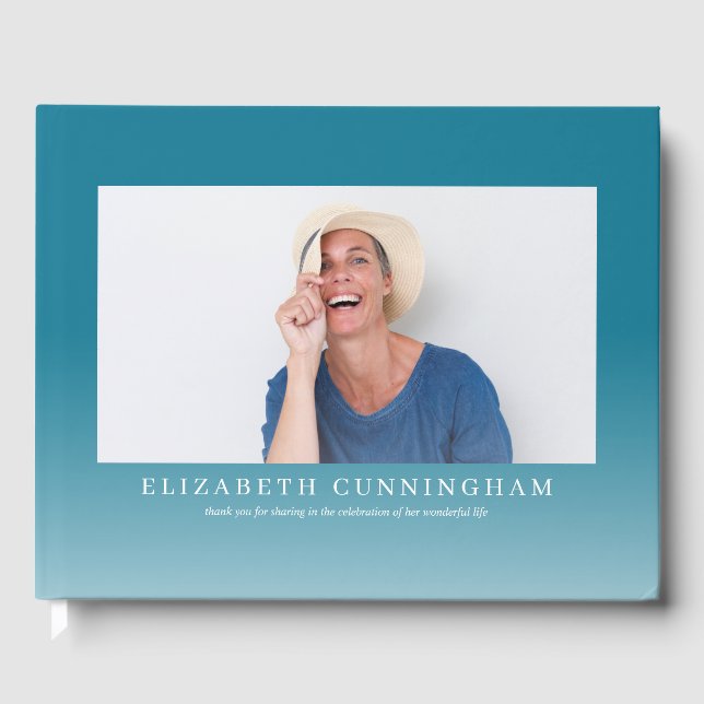 Libro De Visitas Funeral conmemorativo | Elegante Foto Moderna (Anverso)