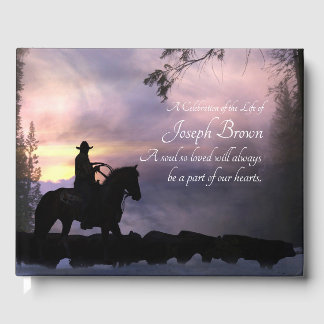 Libro De Visitas Funeral Country Western Cowboy Horse